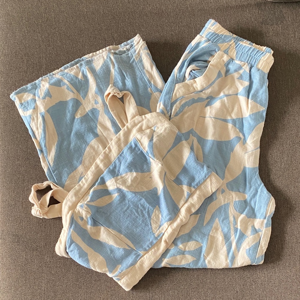 Sienna Sky Blue and Cream Jumpsuit